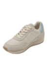 Zapatilla casual de cuero blanco para mujer, cómoda y resistente para el día a día.