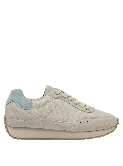 Zapatilla blanca casual de mujer en cuero y textil, ideal para actividades diarias.