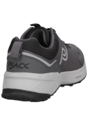 Zapatilla de trail running gris con forro de malla mesh y punta redonda.