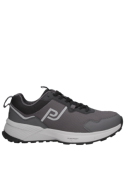 Zapatilla gris masculina con suela de excelente agarre y taco plano de 4 cm.