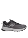 Zapatilla gris masculina con suela de excelente agarre y taco plano de 4 cm.