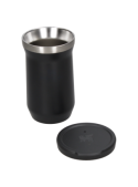 Mate negro unisex de acero inoxidable, estilo outdoor, ideal para disfrutar bebidas calientes o frías.