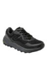 zapatilla negra de hombre estilo running con material sintético y textil, diseño moderno y resistente