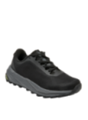 Calzado masculino negro de material sintético y textil con suela de excelente agarre para correr.