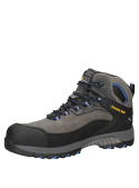 Zapato de seguridad gris para hombre de cuero nobuck impermeable, ideal para trabajos exigentes.