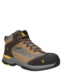 Zapato de seguridad beige para hombre, cordones reflectantes y ganchos de polímero de alta resistencia.