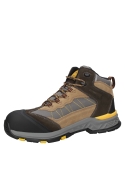 Zapato de seguridad beige para hombre, exterior de cuero gamuzado waterproof con puntera de seguridad composite.