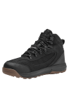 Botín masculino en cuero negro, con cuello acolchado y interior cómodo, perfecto para caminatas prolongadas.