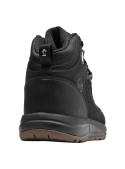 Botín outdoor de cuero negro para hombre, con sistema de amarre firme y costuras visibles que aportan estilo.