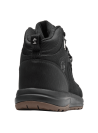 Botín outdoor de cuero negro para hombre, con sistema de amarre firme y costuras visibles que aportan estilo.