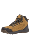 Botín camel de cuero para hombre, ideal para exteriores, con suela de tracción para mejor adherencia.