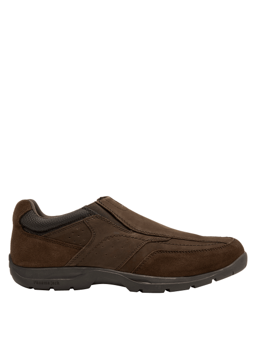 Zapato mocasín de cuero café para hombre, estilo casual, con empeine liso y costuras visibles que aportan elegancia.