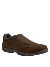 Zapato mocasín de cuero café para hombre, estilo casual, con empeine liso y costuras visibles que aportan elegancia.