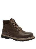 Botín casual marrón de cuero para hombre, con caña alta y cordones tradicionales, ideal para caminatas urbanas.