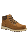 Botín café de cuero y textil para hombre, casual y robusto, ideal para actividades al aire libre.
