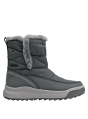 Bota azul de mujer sin cordones, fácil de poner y quitar, práctica para uso diario en climas fríos.