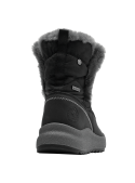 Bota negra de mujer estilo outdoor con diseño acolchado robusto, ideal para climas fríos y húmedos.