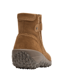 Botín camel de cuero para mujer, estilo casual urbano con caña media y hebilla decorativa, ideal para el uso diario.