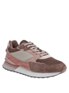 zapatilla de cuero café para mujer, mezcla de gamuza y malla, suela con buen agarre, perfecta para el día a día.