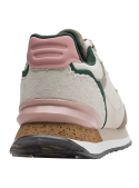 Zapatilla casual beige de mujer en cuero y textil, diseño clásico, ideal para uso diario por su transpirabilidad.