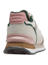 Zapatilla casual beige de mujer en cuero y textil, diseño clásico, ideal para uso diario por su transpirabilidad.