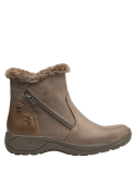 Calzado de cuero café para mujer, cierre lateral y soporte óptimo, perfecto para mantener los pies protegidos en invierno.