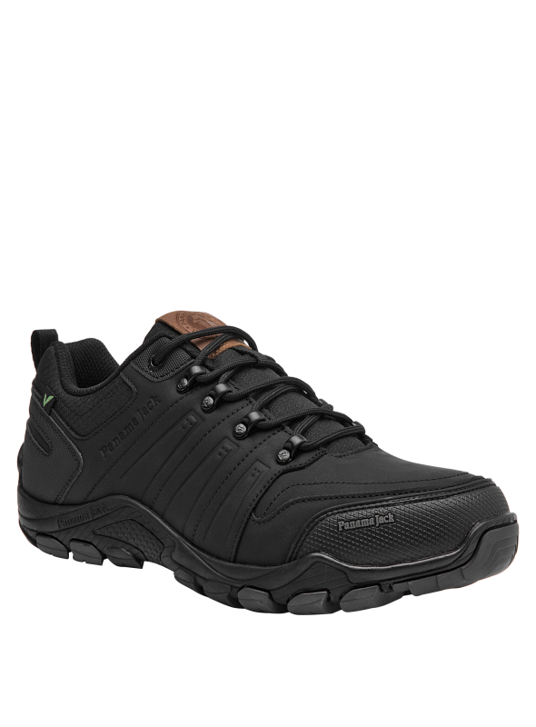 Zapatilla verde masculina de estilo aventurero, con líneas laterales dinámicas y ojales resistentes para un ajuste seguro.