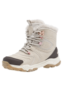 Bota beige con cordones ajustables en ojales metálicos, ofreciendo soporte firme y duradero, ideal para climas fríos.