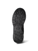 Zapatilla café para hombre, cuero y textil, ideal para terrenos irregulares, con diseño deportivo versátil.