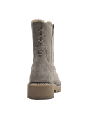 Botín taupe de cuero estilo Chelsea para mujer, con diseño funcional, ideal para climas fríos y moda urbana.