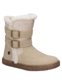 Bota beige casual para niña, interior peludo ofrece calidez, caña media brinda protección contra el frío.