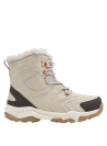Bota con detalles decorativos en relieve y etiqueta del fabricante, combinando estilo e identidad de marca.