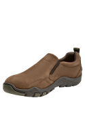 Calzado de cuero café sin cordones, con elástico lateral, ideal para caminatas ligeras.