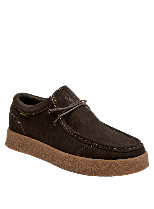 Botín de cuero con textura suave y cordones, adecuado para un estilo rústico y casual.
