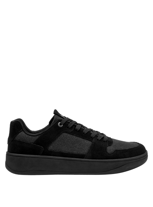 zapatilla urbana para hombre en cuero negro, perfecta para eventos informales y caminatas
