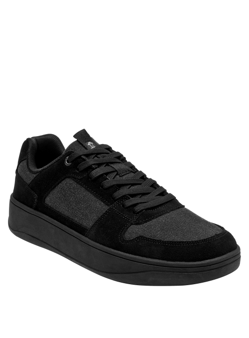 zapatilla urbana para hombre en cuero negro, perfecta para eventos informales y caminatas