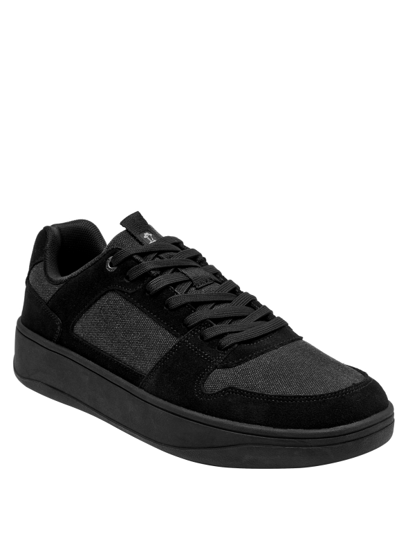 zapatilla urbana para hombre en cuero negro, perfecta para eventos informales y caminatas