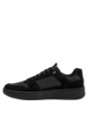 calzado urbano negro de cuero para hombre con cordones negros y textura suave