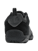 zapatilla gris de cuero para hombre con detalles en negro y costuras visibles
