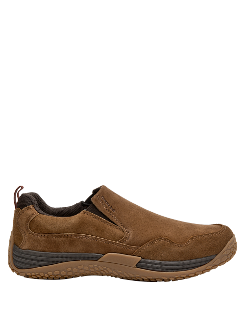 Zapato de hombre en cuero café, diseño sin amarras, ideal para ocasiones informales.
