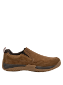 Zapato casual de cuero café para hombre, suela antideslizante, look relajado.