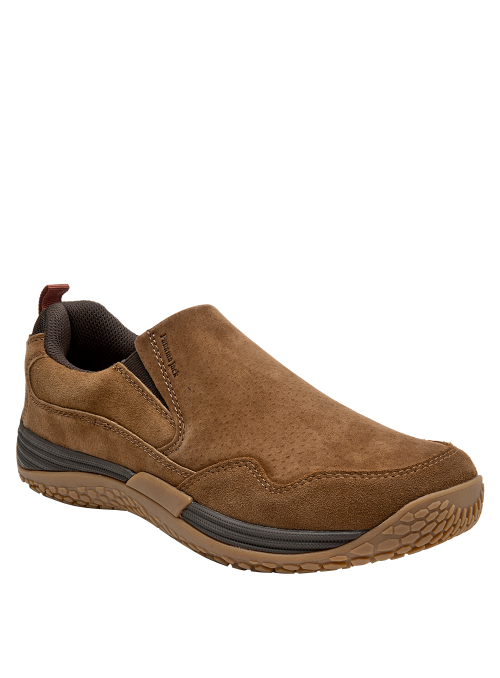 Zapato de hombre en cuero café, diseño sin amarras, ideal para ocasiones informales.