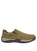 Diseño cómodo y atemporal de zapato taupe de cuero, perfecto para eventos informales.
