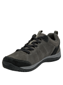 Zapato de cuero gris oscuro para hombre con suela de goma y textura mate.