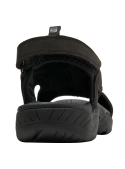 sandalia masculina de cuero negro con suela gruesa texturizada ideal para actividades al aire libre.