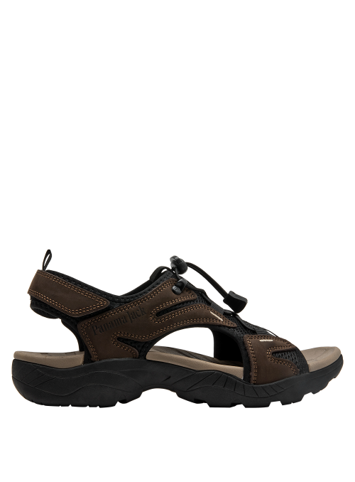 Sandalia de cuero moro con sistema de cordones, perfecta para combinar con ropa casual o de trekking.