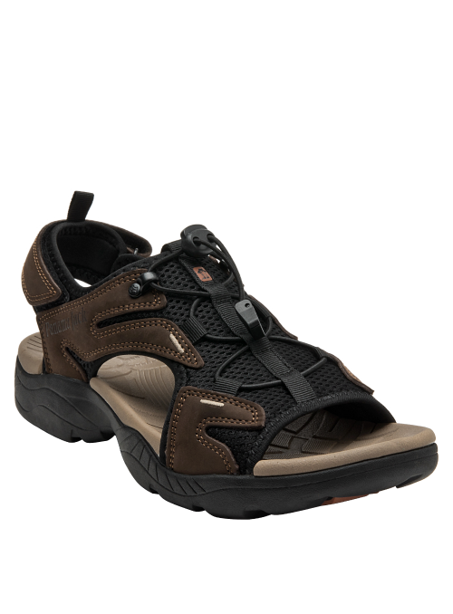 Sandalia de cuero moro con sistema de cordones, perfecta para combinar con ropa casual o de trekking.