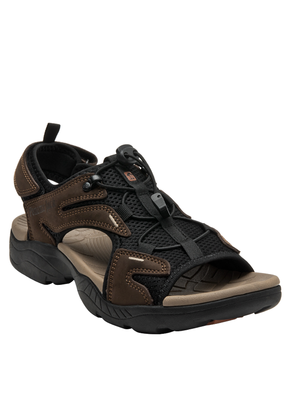 Sandalia de cuero moro con sistema de cordones, perfecta para combinar con ropa casual o de trekking.