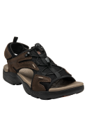 Sandalia de cuero moro con sistema de cordones, perfecta para combinar con ropa casual o de trekking.