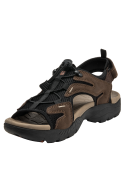 Sandalia de cuero moro para hombre, estilo outdoor, con cierre ajustable y detalles en costura visible.